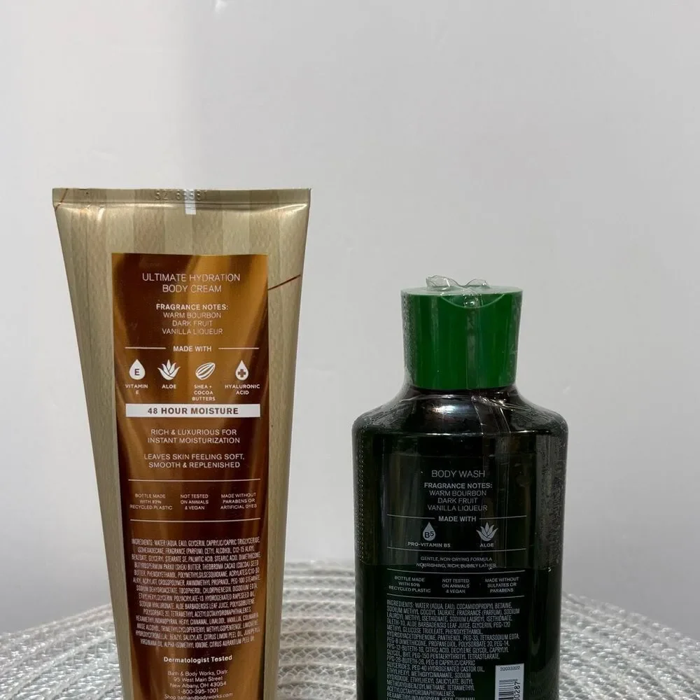 BBW Cozy Vanilla Bourbon Body Cream and Body Wash Shower Gel Set of 2 NWT